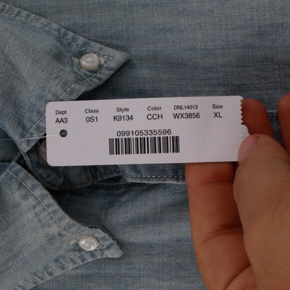 NWT J Crew Shirt Mens XL Indigo Chambray cotton Short Sleeve Classic button down - Picture 2 of 13